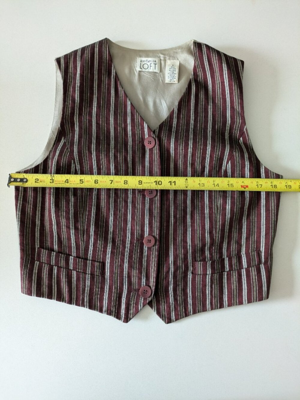 Vintage Ann Taylor Loft Striped Linen Blend Vest Size 8 | Versatile capsule chic - Picture 3 of 13